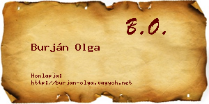 Burján Olga névjegykártya